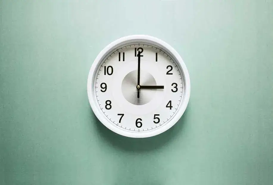 Close-up of an EverTime clock with a quality seal graphic.